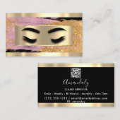 Carte De Visite Maquillage Eyelash Code QR Logo Pink Gold Strots (Devant / Derrière)