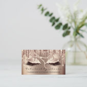 Carte De Visite Maquillage Eyelash Coiffeur Ciseaux Rose goutte à  (Debout devant)