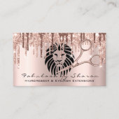 Carte De Visite Maquillage Eyelash Coiffeur Ciseaux Rose Lion Drif (Devant)