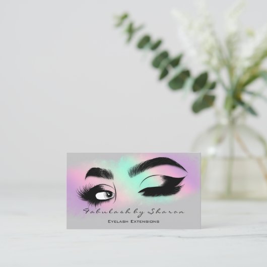 Carte De Visite Maquillage Eyelash QR CODE Logo Microbling Brow Pi (Debout devant)