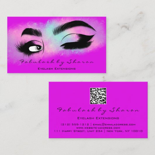 Carte De Visite Maquillage Eyelash QR CODE Logo Microbling Brow Pi (Devant / Derrière)