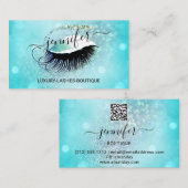Carte De Visite Maquillage Eyelash QR Code Ocean Parties scintilla (Devant / Derrière)