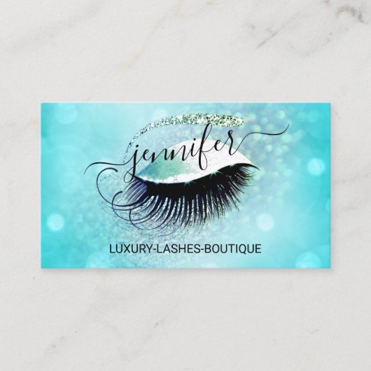 Carte De Visite Maquillage Eyelash QR Code Ocean Parties scintilla (Devant)