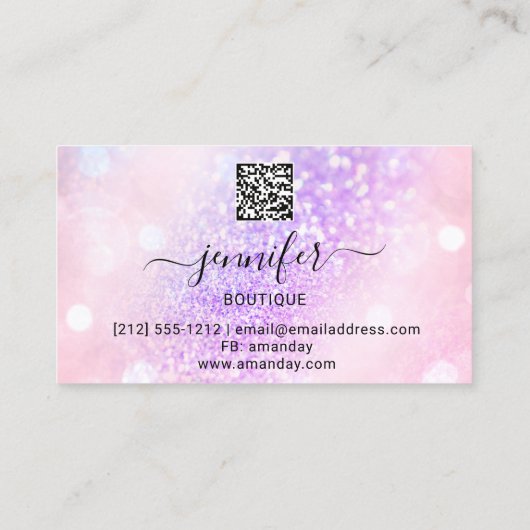 Carte De Visite Maquillage Eyelash QR Code Parties scintillant ros (Dos)