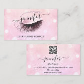 Carte De Visite Maquillage Eyelash QR Code Parties scintillant ros (Devant / Derrière)