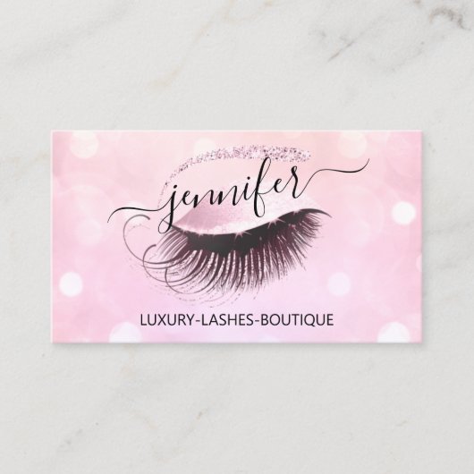 Carte De Visite Maquillage Eyelash QR Code Parties scintillant ros (Devant)