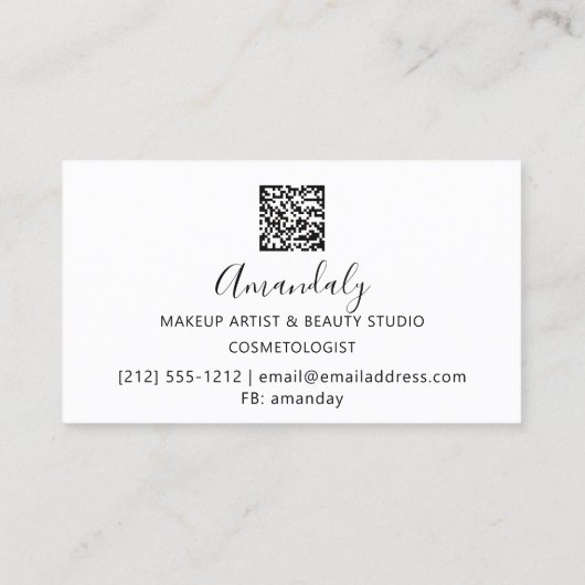 Carte De Visite Maquillage Eyelashes Brow QR CODE Logo Déchets ros (Dos)