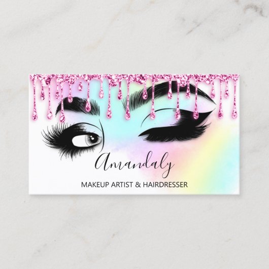 Carte De Visite Maquillage Eyelashes Brow QR CODE Logo Déchets ros (Devant)