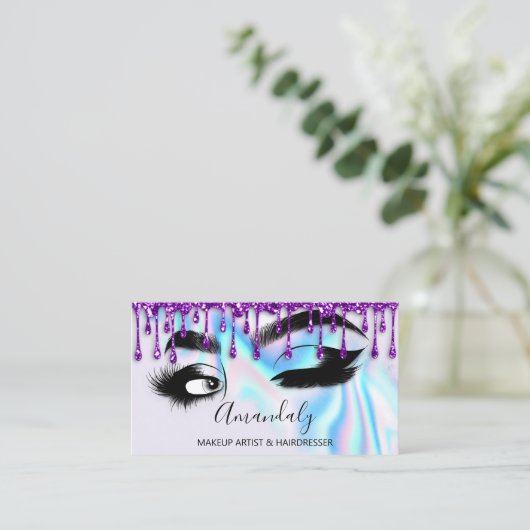 Carte De Visite Maquillage Eyelashes Brow QR CODE Logo Holograph D (Debout devant)