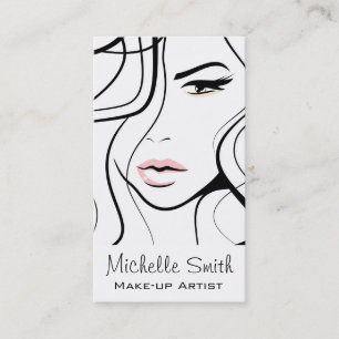 Carte De Visite Maquillage féminin minimaliste noir et blanc éléga