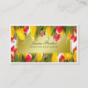 Carte De Visite Maquillage floral Artiste Cheveux Styliste Or
