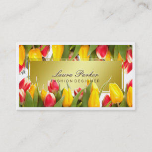 Carte De Visite Maquillage floral Artiste Cheveux Styliste Or
