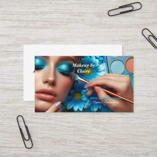 Carte De Visite Maquillage glamour bleu oculaire (Devant/Arrière en situation)