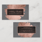 Carte De Visite Maquillage gris de ciment de traçage rose moderne (Devant / Derrière)