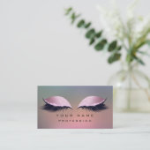 Carte De Visite Maquillage Gris Ombre Verre Rose Yeux Lashes Parti (Debout devant)