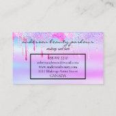 Carte De Visite Maquillage holographique moderne unicorn arc-en-ci (Dos)