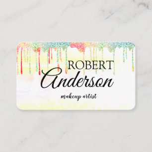 Carte De Visite Maquillage holographique moderne unicorn arc-en-ci