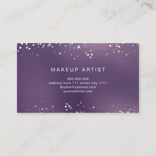 Carte De Visite Maquillage Holographique Parties scintillant Artis (Dos)
