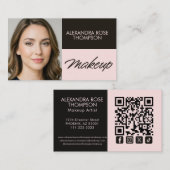 Carte De Visite Maquillage Icône Sociale Code Qr Écriture Noire Ro (Devant / Derrière)