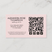 Carte De Visite Maquillage Icône Sociale Code Qr Écriture Rose Pâl (Dos)