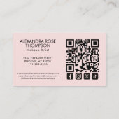 Carte De Visite Maquillage Icône Sociale Code Qr Script Rose Foncé (Dos)
