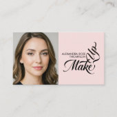 Carte De Visite Maquillage Icône Sociale Code Qr Script Rose Foncé (Devant)