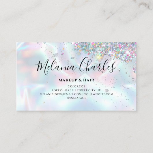 Carte De Visite Maquillage Iridescente Artiste Holographique Parti (Dos)