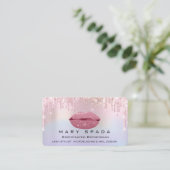 Carte De Visite Maquillage Kiss Lips Lashes Rose Holographes (Debout devant)
