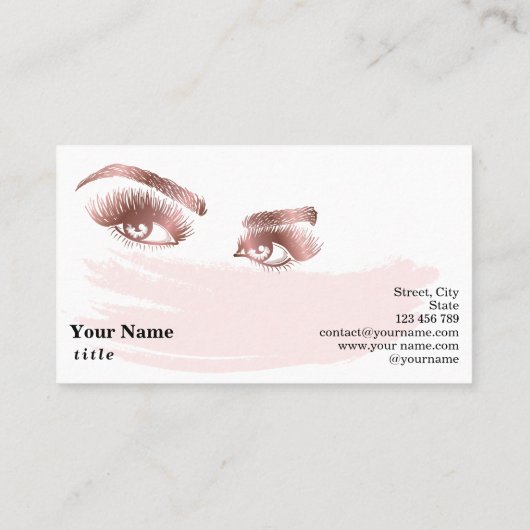 Carte De Visite Maquillage Lash Eyebrow Eyes Lashes Brows Rose Gol (Dos)