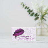 Carte De Visite Maquillage Lèvres Violettes (Debout devant)
