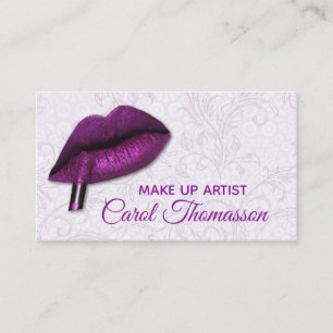 Carte De Visite Maquillage Lèvres Violettes