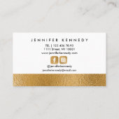 Carte De Visite Maquillage métal or Artiste Script Salon de beauté (Dos)