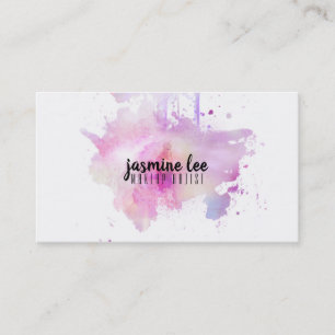 Carte De Visite maquillage moderne aquarelle violet grunge rose