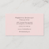 Carte De Visite Maquillage Moderne Rose Pâle Noir Script (Dos)