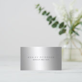 Carte De Visite Maquillage moderne simple argenté gris métallique  (Debout devant)