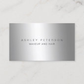 Carte De Visite Maquillage moderne simple argenté gris métallique  (Devant)