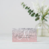 Carte De Visite Maquillage Monogramme en marbre rose-rose-rose-fus (Debout devant)