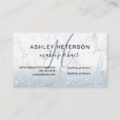 Carte De Visite Maquillage monogramme marbre glace bleu parties sc (Dos)