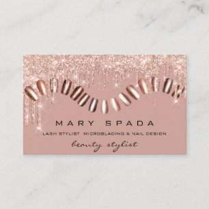 Carte De Visite Maquillage Nails Styliste Manicure Rose Or Sparkly