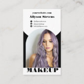 Carte De Visite Maquillage noir arc boho photo qr code logo (Devant)