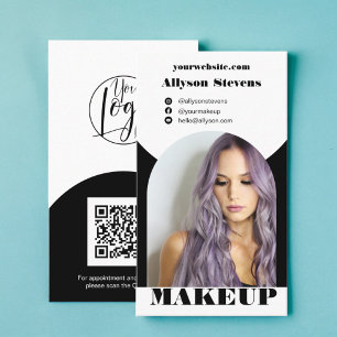 Carte De Visite Maquillage noir arc boho photo qr code logo