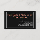 Carte De Visite Maquillage noir blanc broche de corail en poudre (Dos)