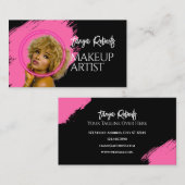 Carte De Visite Maquillage noir rose moderne (Devant / Derrière)