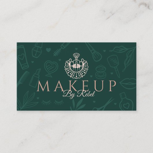 Carte De Visite Maquillage par | Beauty Charms Green & Pink Maquil (Devant)