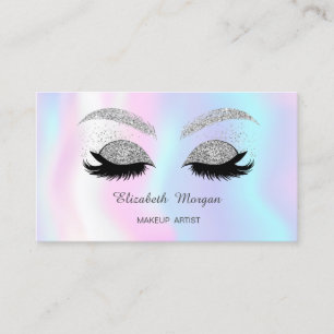 Carte De Visite Maquillage Parties scintillant Argent Faux Lashes