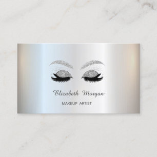 Carte De Visite Maquillage, Parties scintillant Argent Faux Lashes