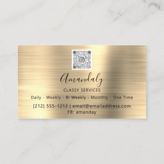 Carte De Visite Maquillage Parties scintillant or QR Code Logo Red (Dos)