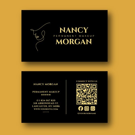 Carte De Visite Maquillage Permanent Black Gold