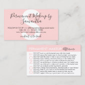 Carte De Visite Maquillage permanent Eviter Conseils Après-soin (Devant / Derrière)