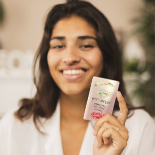 Carte De Visite Maquillage permanent Lash Brow Rose Or QRCode Vert